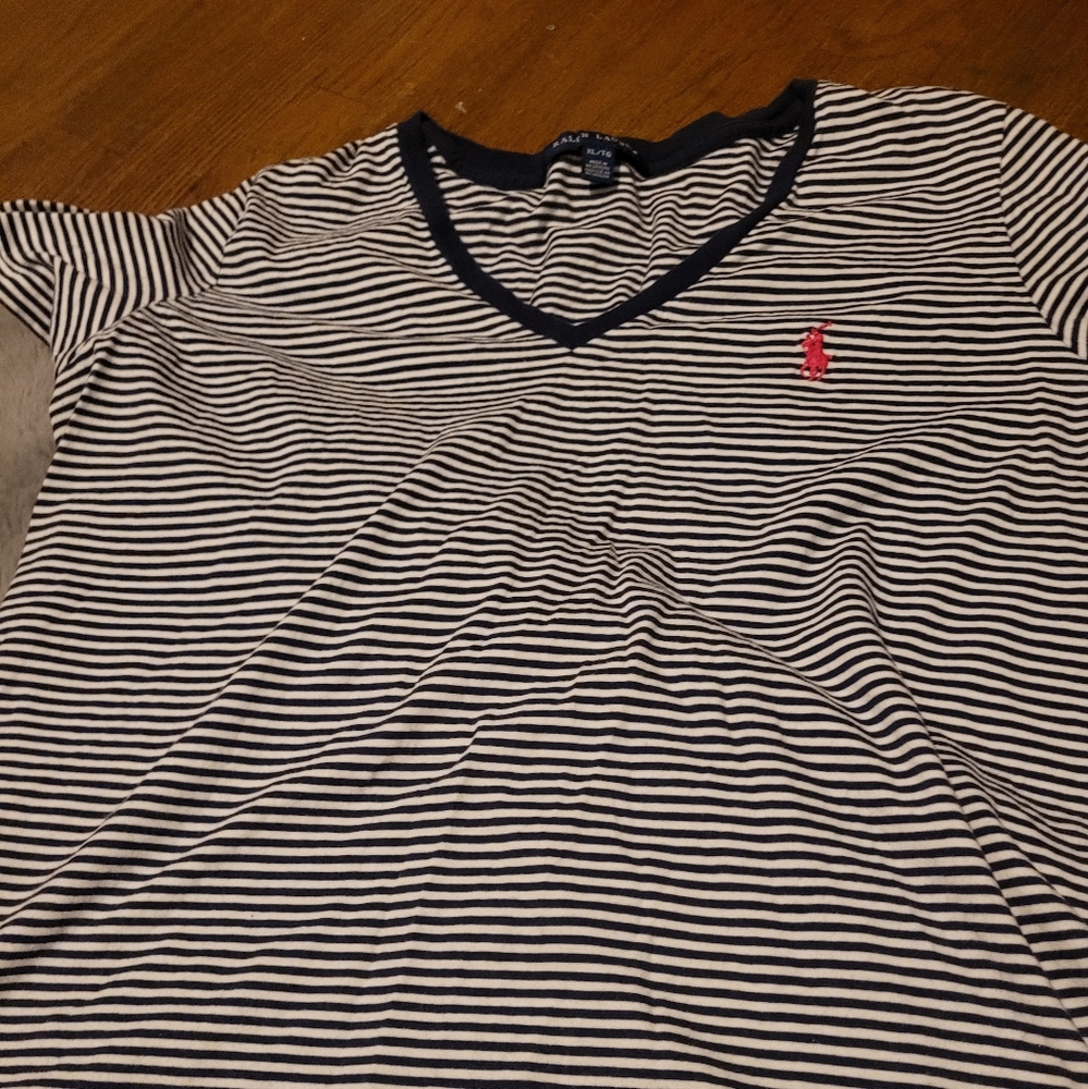Euc Ralph Lauren blue stripped tshirt size xl